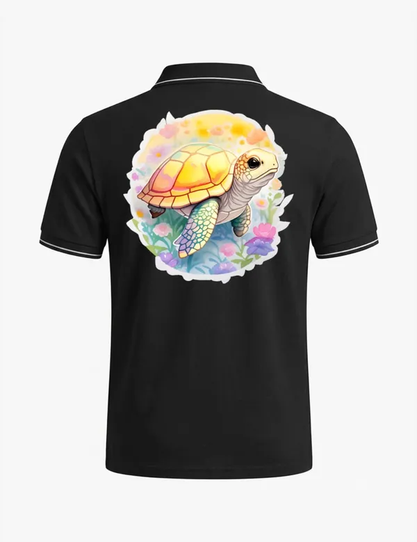 Black_Cotton_Blend_Graphic_Polo_T-Shirt_For_Unisex