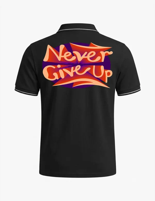 Black_Cotton_Blend_Slogan_Graphic_Polo_T-Shirt_For_Unisex