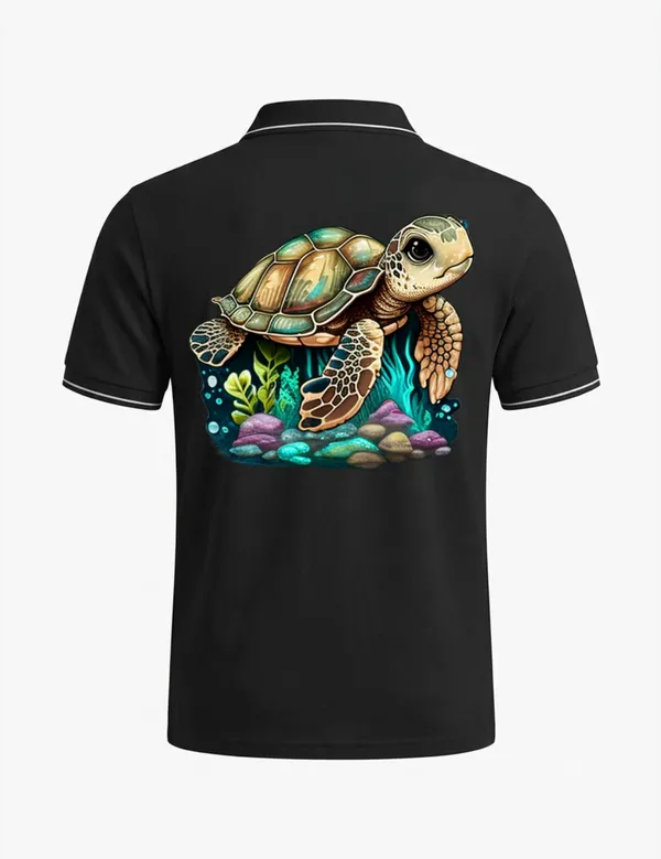 Black_Cotton_Blend_Sea_Turtle_Print_Regular_Fit_Polo_T-Shirt_For_Unisex