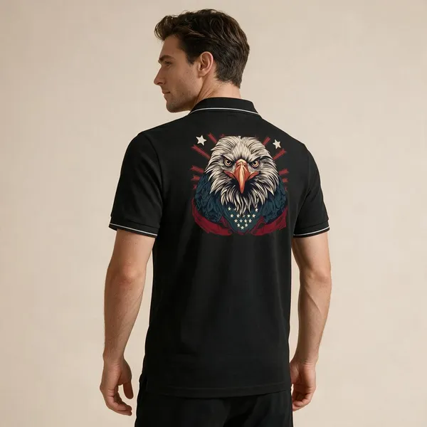 Black_Cotton-Polyester_Regular_Fit_Eagle_Graphic_Polo_T-Shirt_For_Unisex