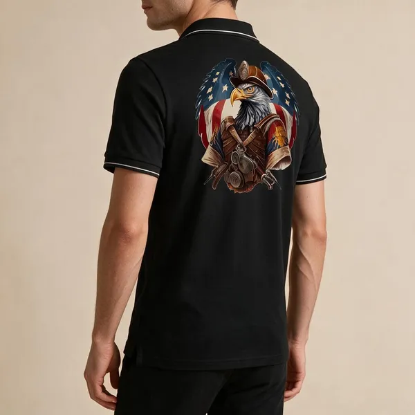 Black_Cotton-Polyester_Casual_Graphic_Polo_T-Shirt_For_Unisex