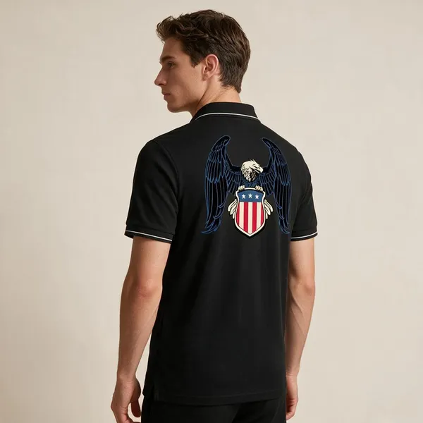 Black_Cotton-Polyester_Casual_Eagle_Shield_Graphic_Polo_T-Shirt_For_Unisex