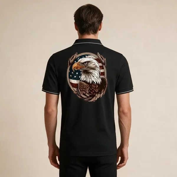 Black_Cotton-Polyester_Regular_Fit_Eagle_Printed_Polo_T-Shirt_For_Unisex