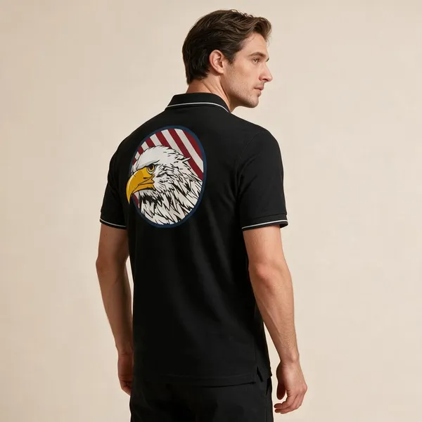 Black_Cotton-Polyester_Regular_Fit_Eagle_Printed_Polo_T-Shirt_For_Unisex