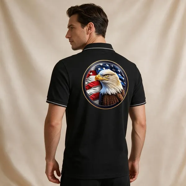 Black_Cotton-Polyester_Regular_Fit_Eagle_Printed_Polo_T-Shirt_For_Unisex