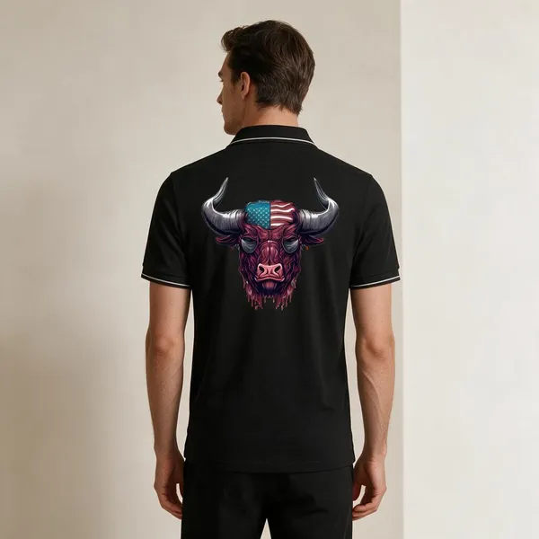 Black_Cotton-Polyester_Regular_Fit_Bull_Graphic_Polo_T-Shirt_For_Unisex