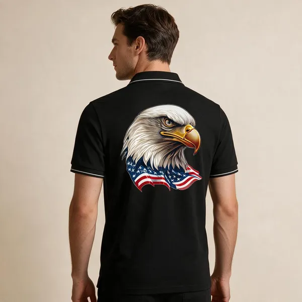 Black_Cotton_Blend_Eagle_Graphic_Polo_T-Shirt_For_Unisex