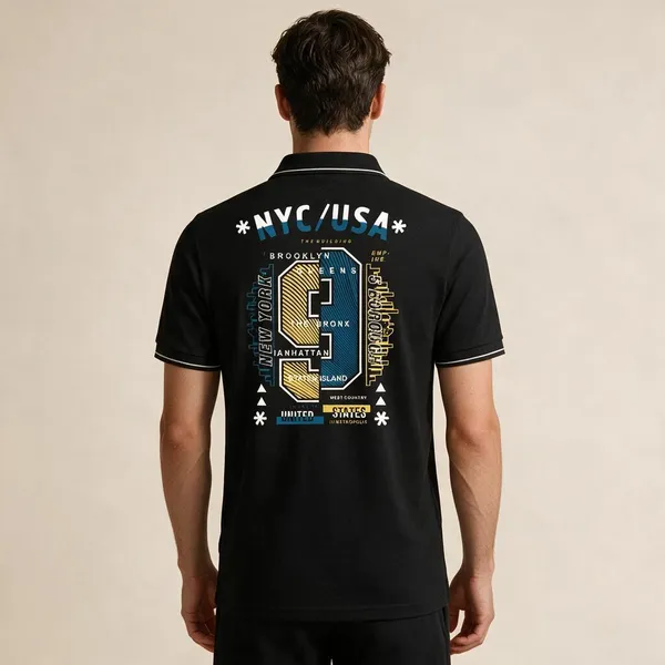 Black_Cotton_Blend_City_Graphic_Polo_T-Shirt_For_Unisex