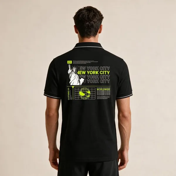 Black_Cotton_Blend_Casual_Graphic_Polo_T-Shirt_For_Unisex