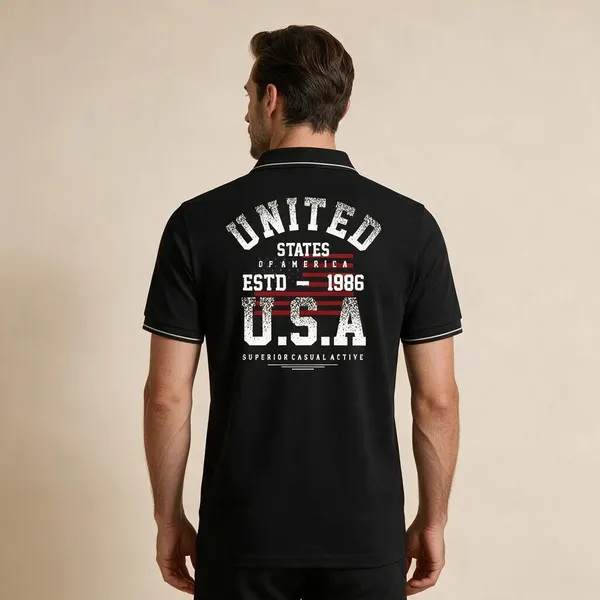Black_Cotton_Blend_Casual_Graphic_Polo_T-Shirt_For_Unisex