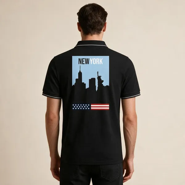 Black_Cotton_Blend_Casual_Graphic_Polo_T-Shirt_For_Unisex