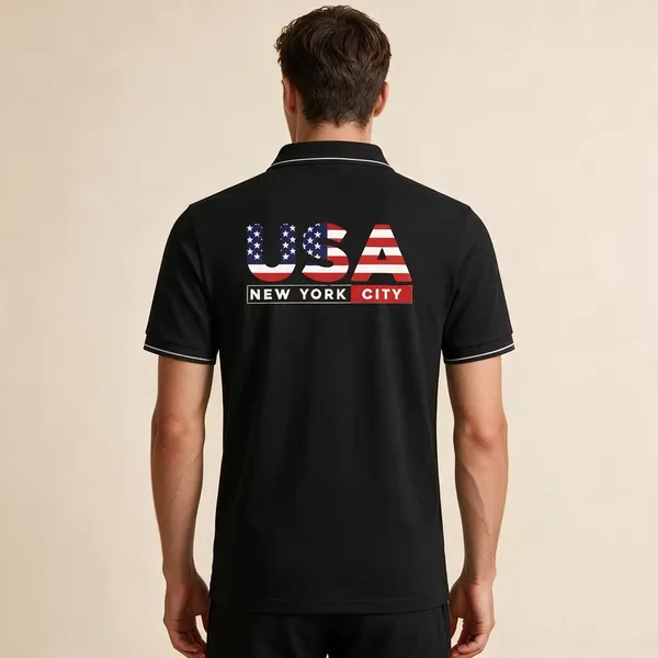 Black_Cotton_Blend_Casual_Graphic_Polo_T-Shirt_For_Unisex