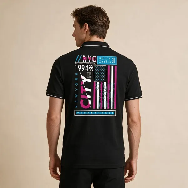 Black_Cotton_Blend_Graphic_Polo_T-Shirt_For_Unisex
