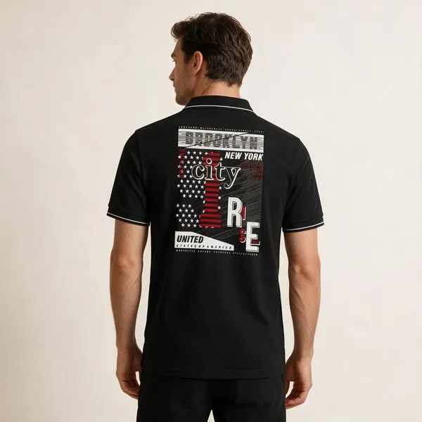 Black_Cotton_Blend_Graphic_Print_Polo_T-Shirt_For_Unisex
