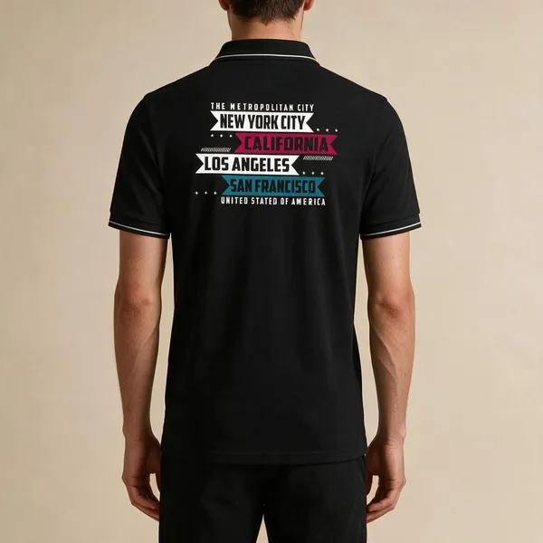 Black_Cotton_Blend_City_Print_Polo_T-Shirt_For_Unisex