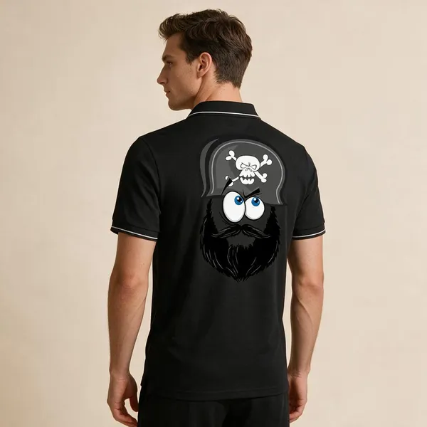 Black_Cotton-Polyester_Pirate_Graphic_Polo_T-Shirt_For_Unisex
