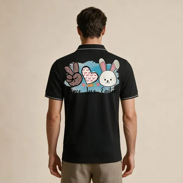 Black_Cotton-Polyester_Bunny_Graphic_Polo_T-Shirt_For_Unisex