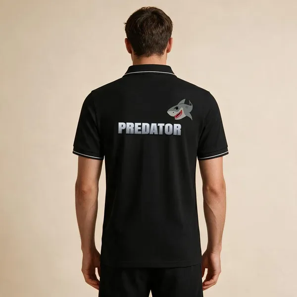 Black_Cotton-Polyester_Shark_Graphic_Polo_T-Shirt_For_Unisex