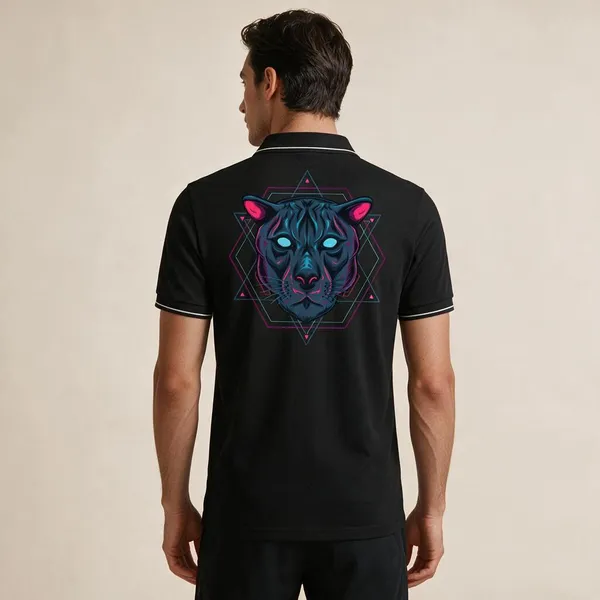 Black_Cotton-Polyester_Neon_Tiger_Graphic_Polo_T-Shirt_For_Unisex