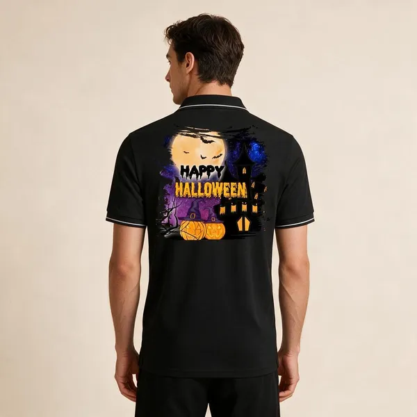 Black_Cotton-Polyester_Halloween_Print_Polo_T-Shirt_For_Unisex