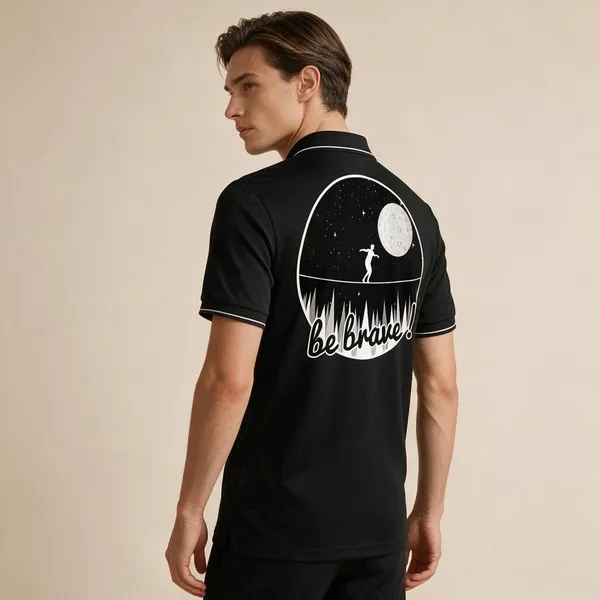 Black_Cotton-Polyester_Slogan_Print_Polo_T-Shirt_For_Unisex