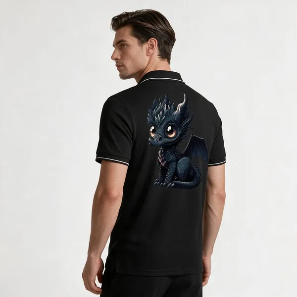 Black_Cotton_Blend_Graphic_Polo_T-Shirt_For_Unisex