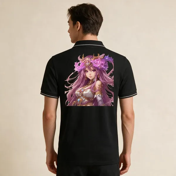 Black_Cotton_Blend_Graphic_Polo_T-Shirt_For_Unisex