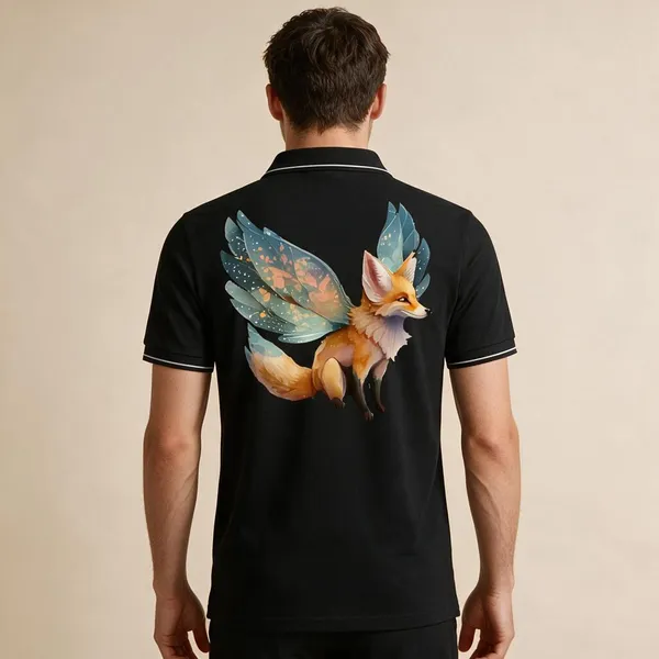 Black_Cotton_Blend_Printed_Polo_T-Shirt_For_Unisex