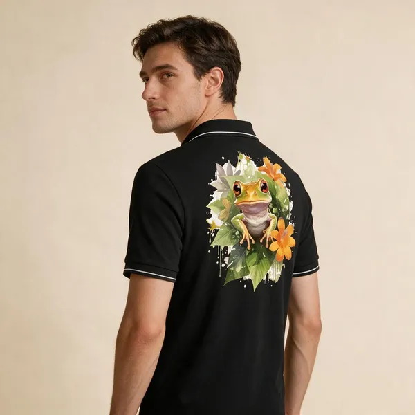 Black_Cotton_Blend_Printed_Polo_T-Shirt_For_Unisex