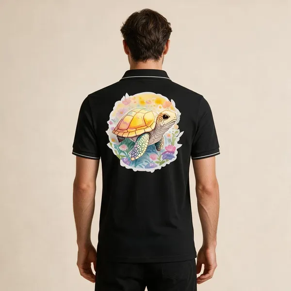 Black_Cotton_Blend_Graphic_Polo_T-Shirt_For_Unisex