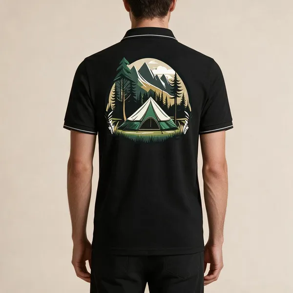 Black_Cotton_Blend_Camping_Graphic_Polo_T-Shirt_For_Unisex