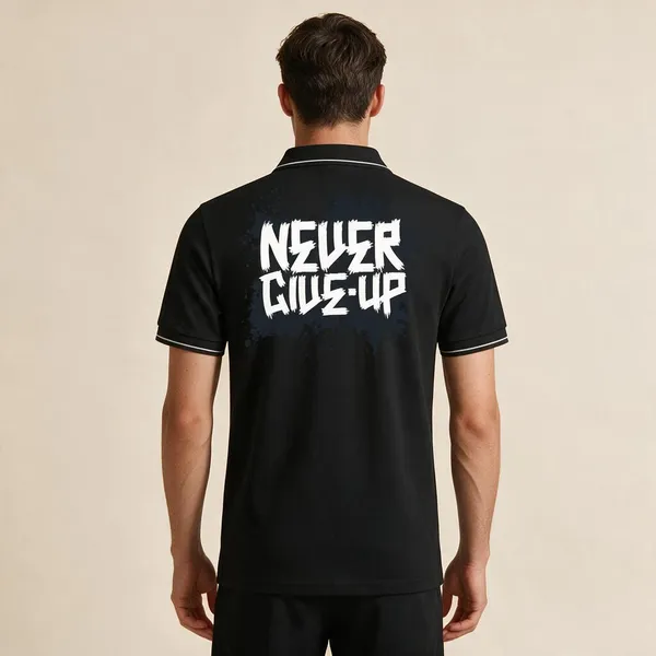 Black_Cotton_Blend_Slogan_Graphic_Polo_T-Shirt_For_Unisex