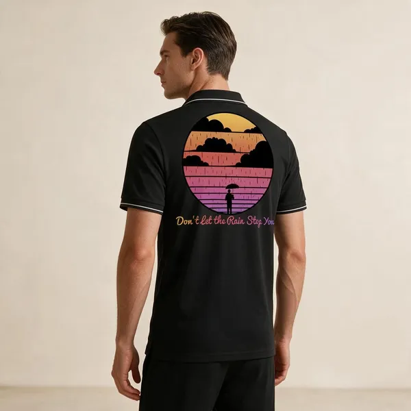 Black_Cotton_Blend_Sunset_Slogan_Graphic_Polo_T-Shirt_For_Unisex