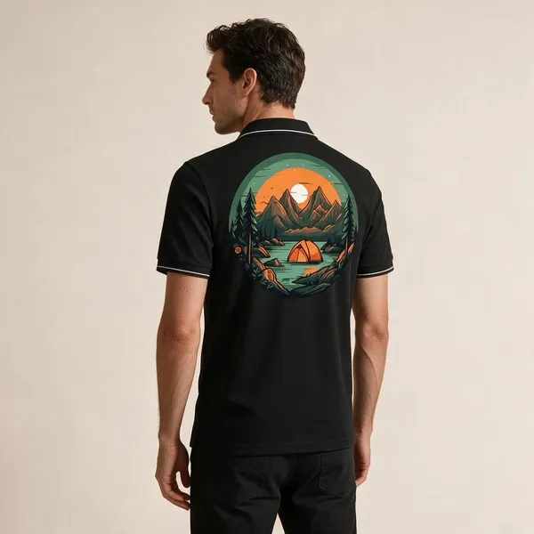 Black_Cotton_Blend_Camping_Graphic_Polo_T-Shirt_For_Unisex