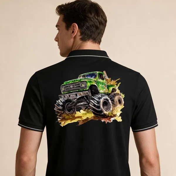 Black_Cotton_Blend_Monster_Truck_Graphic_Polo_T-Shirt_For_Unisex