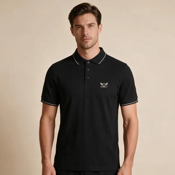 Black_Cotton_Blend_Pique_Regular_Fit_Polo_T-Shirt_For_Unisex