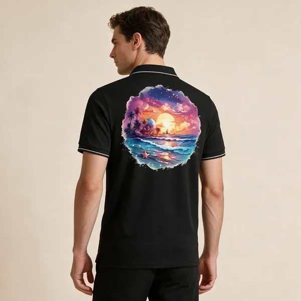 Black_Cotton_Blend_Relaxed_Fit_Sunset_Beach_Graphic_Polo_T-Shirt_For_Unisex