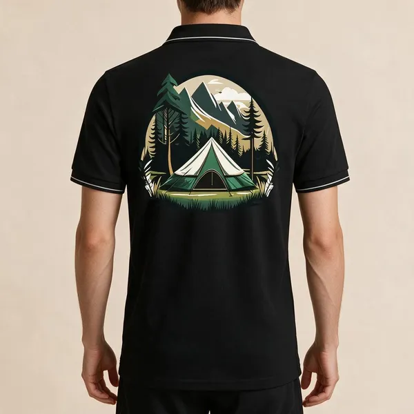 Black_Cotton_Blend_Casual_Camping_Graphic_Polo_T-Shirt_For_Unisex