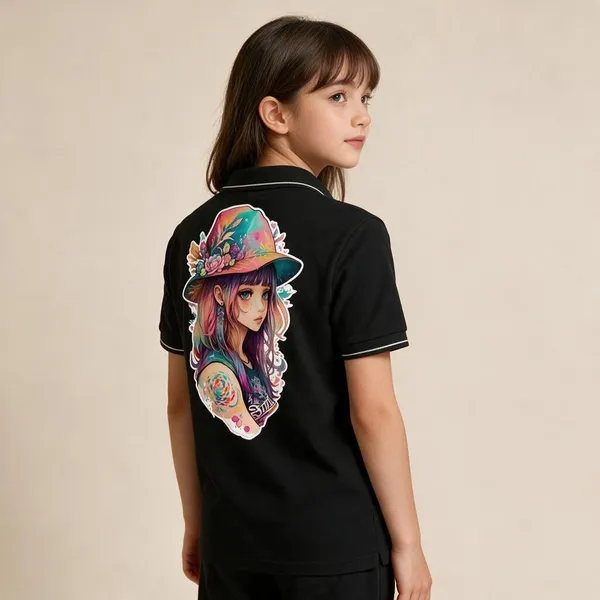 Black_Cotton_Blend_Regular_Fit_Illustrated_Girl_Graphic_Polo_T-Shirt_For_Unisex