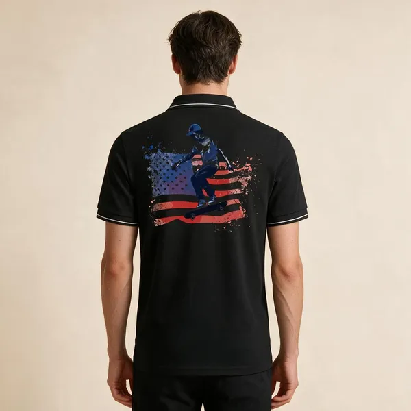 Black_Cotton_Blend_Casual_Skateboarder_Graphic_Polo_T-Shirt_For_Unisex