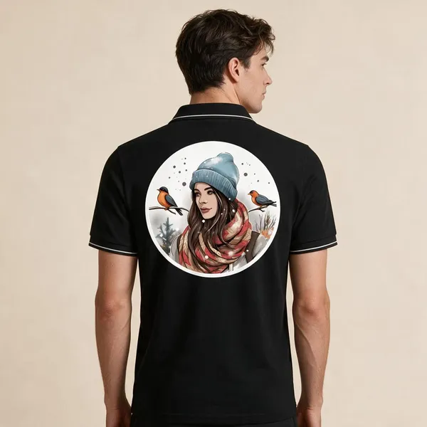 Black_Cotton_Blend_Casual_Winter_Theme_Graphic_Polo_T-Shirt_For_Unisex