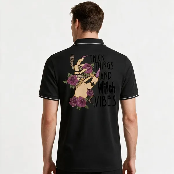 Black_Cotton_Blend_Graphic_Print_Polo_T-Shirt_For_Unisex