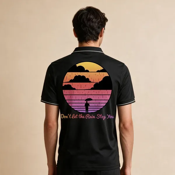 Black_Cotton_Blend_Sunset_Graphic_Polo_T-Shirt_For_Unisex