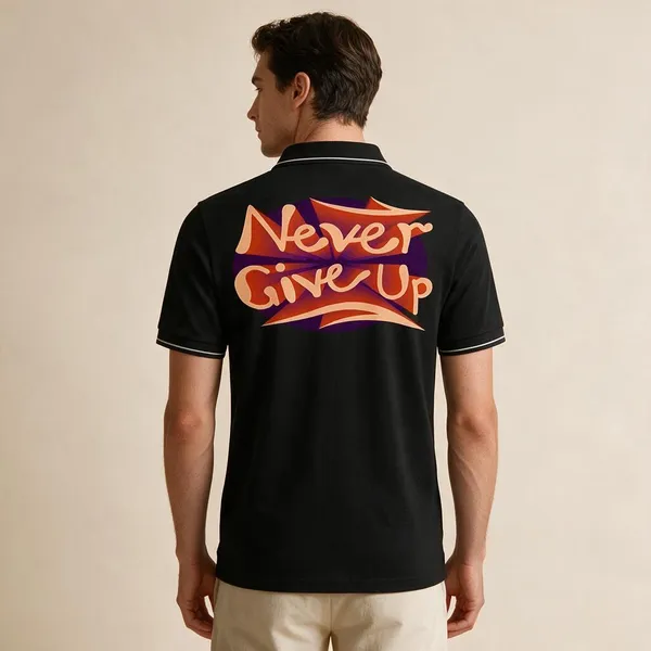 Black_Cotton_Blend_Never_Give_Up_Graphic_Polo_T-Shirt_For_Unisex