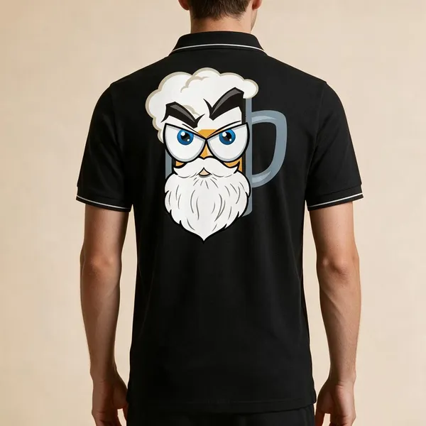 Black_Cotton_Blend_Owl_Graphic_Print_Polo_T-Shirt_For_Unisex