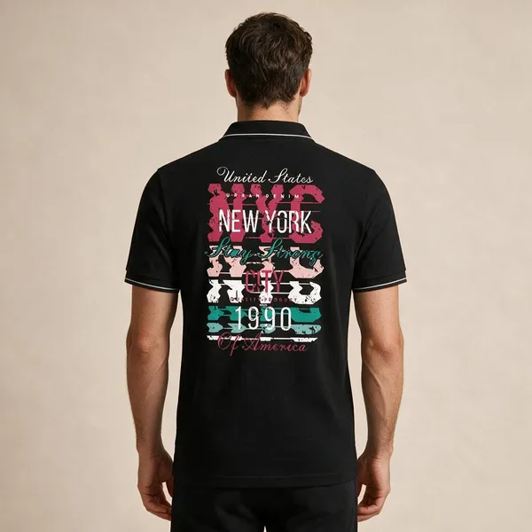 Black_Cotton_Blend_City_Graphic_Print_Polo_T-Shirt_For_Unisex