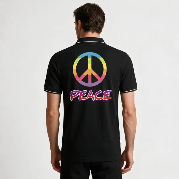 Black_Cotton_Blend_Peace_Symbol_Graphic_Polo_T-Shirt_For_Unisex