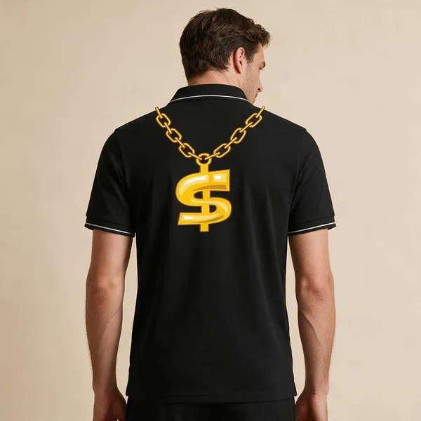 Black_Cotton_Blend_Regular_Fit_Chain_Dollar_Graphic_Polo_T-Shirt_For_Unisex