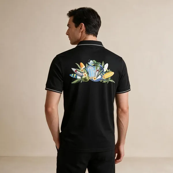 Black_Cotton_Blend_Regular_Fit_Tropical_Printed_Polo_T-Shirt_For_Unisex