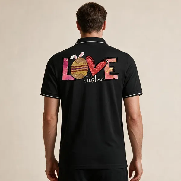 Black_Cotton_Blend_Regular_Fit_Love_Easter_Graphic_Polo_T-Shirt_For_Unisex